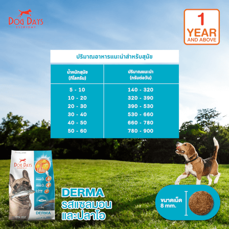 อาหารเม็ดสำหรับสุนัข DOG DAYS เกรดโฮลิสติก รสปลา สูตร DERMA (11.2 KG)_5